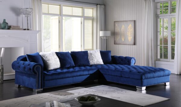 L722 - Kylie Navy Blue Velvet Right Chaise