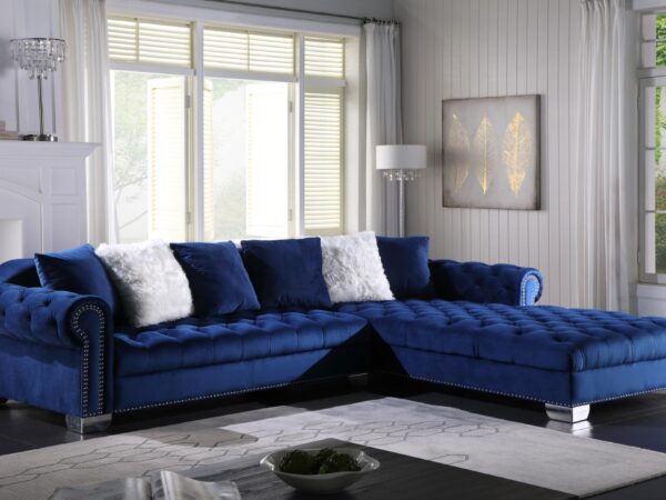L722 - Kylie Navy Blue Velvet 2PC Blue Velvet Sectional