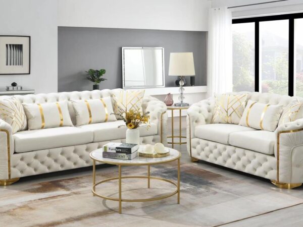 L850 - Queen ( Cream ) 2 PC ( Sofa & Loveseat )