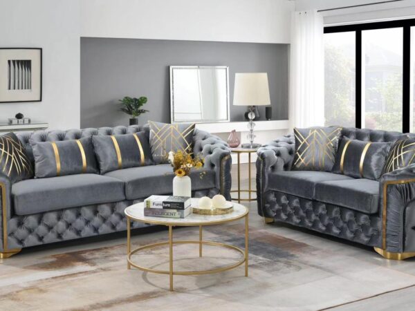 L852 - Queen ( Grey ) 2 PC ( Sofa & Loveseat )