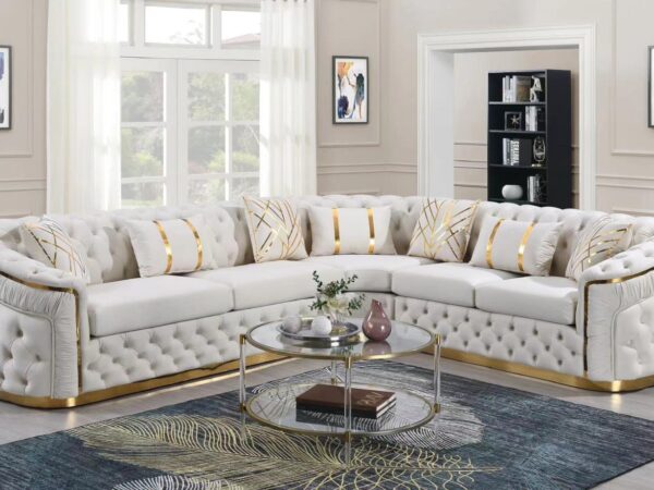 L855 - Queen ( Cream) 3 PC Cream Sectional