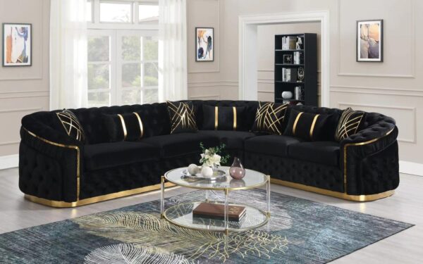 L856 - Queen ( Black ) 3 PC Black Sectional