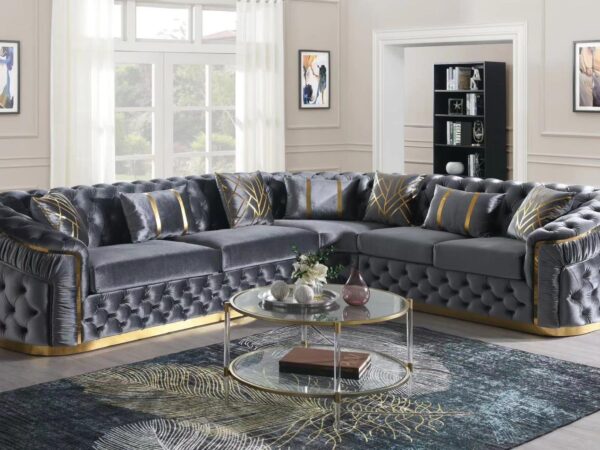 L857 - Queen ( Grey ) 3 PC Grey Sectional