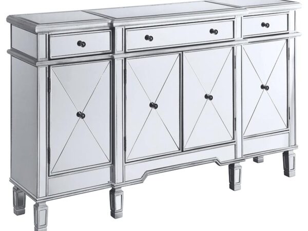 Aconitum 4-door Mirrored Storage Accent Cabinet Silver