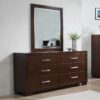 Jessica 6-drawer Dresser with Mirror Cappuccino