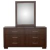 Jessica 6-drawer Dresser with Mirror Cappuccino
