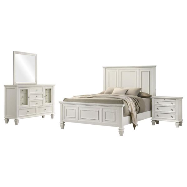 Sandy Beach 4-piece California King Bedroom Set Cream White