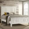 Sandy Beach Wood Queen Panel Bed Cream White