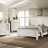 Sandy Beach Wood Queen Panel Bed Cream White