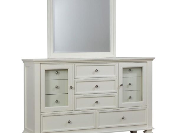 Sandy Beach 11-drawer Dresser with Mirror Cream White