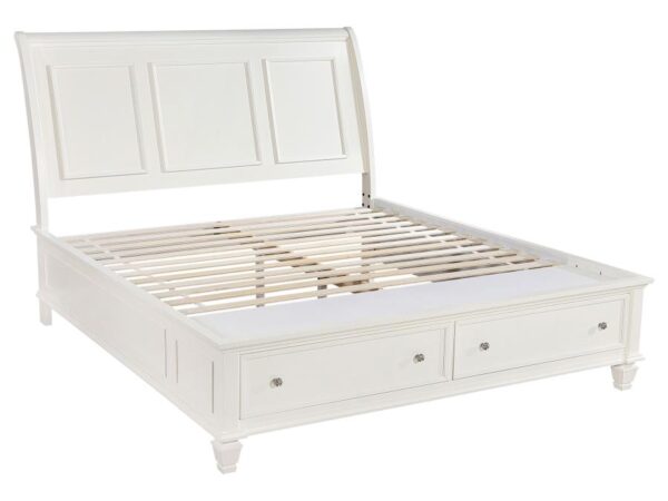 Sandy Beach Wood Eastern King Storage Panel Bed Cream White