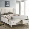 Sandy Beach Wood Queen Storage Panel Bed Cream White