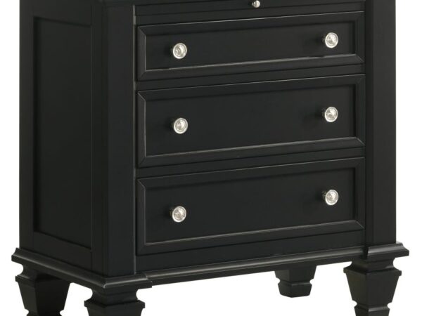 Sandy Beach 3-drawer Nightstand Black