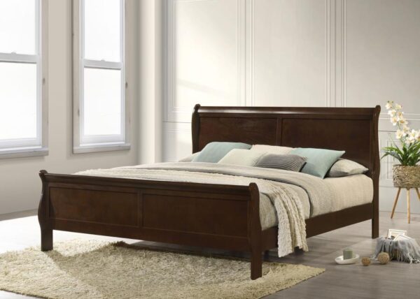 Louis Philippe Wood Eastern King Sleigh Bed Cappuccino