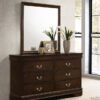 Louis Philippe 6-drawer Dresser with Mirror Cappuccino