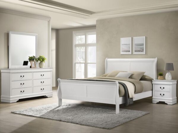 Louis Philippe 4-piece Eastern King Bedroom Set White
