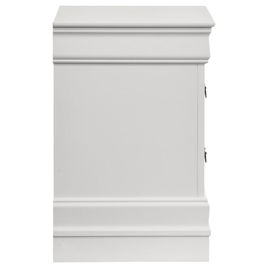Louis Philippe 2-drawer Nightstand Bedside Table White