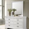 Louis Philippe 6-drawer Dresser and Mirror White