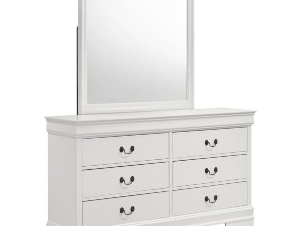 Louis Philippe 6-drawer Dresser and Mirror White
