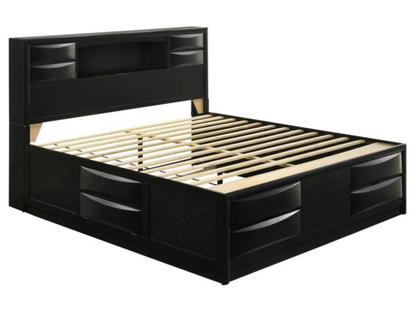 Briana Wood California King Storage Bookcase Bed Black
