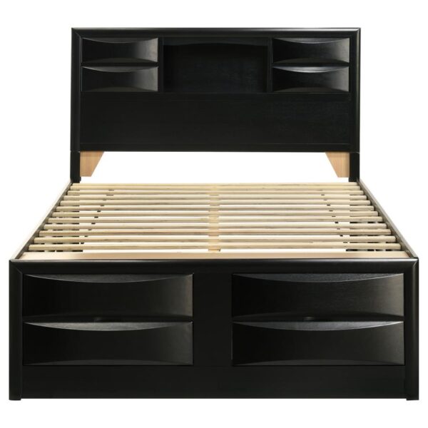 Briana Wood Queen Storage Bookcase Bed Black