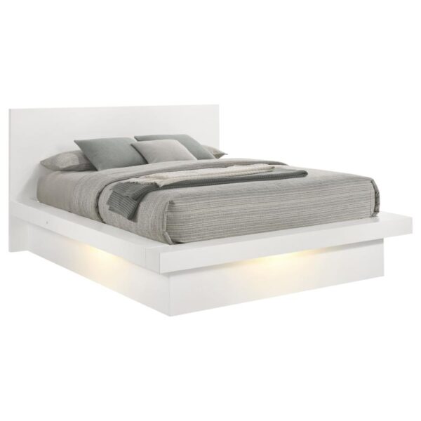 Jessica Wood Queen LED Panel Bed Snow White