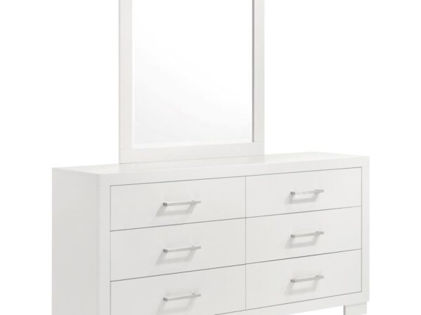 Jessica 6-drawer Dresser with Mirror Snow White