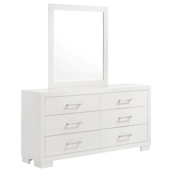 Jessica 6-drawer Dresser with Mirror Snow White