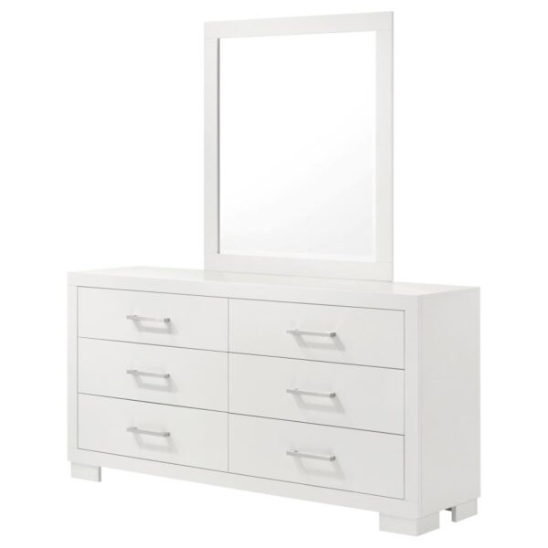 Jessica 6-drawer Dresser with Mirror Snow White