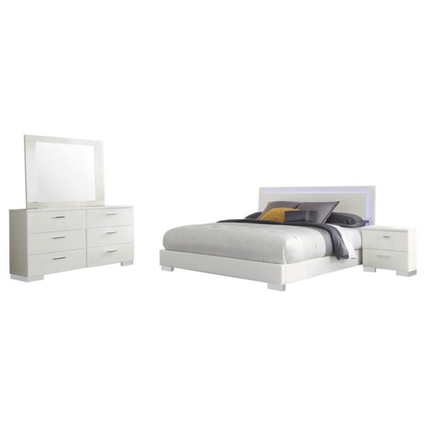 Felicity 4-piece California King Bedroom Set White Gloss