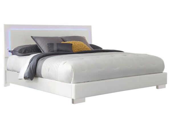 Felicity Wood California King LED Panel Bed White High Gloss