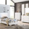 Felicity Wood Twin LED Panel Bed White High Gloss