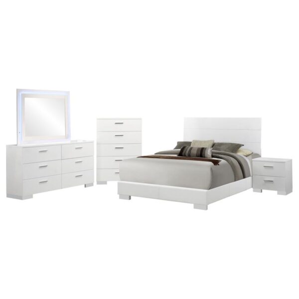 Felicity 5-piece Eastern King Bedroom Set White High Gloss