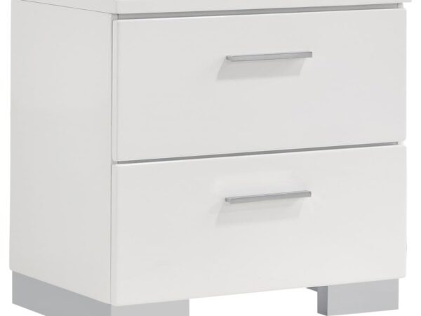 Felicity 2-drawer Nightstand White High Gloss