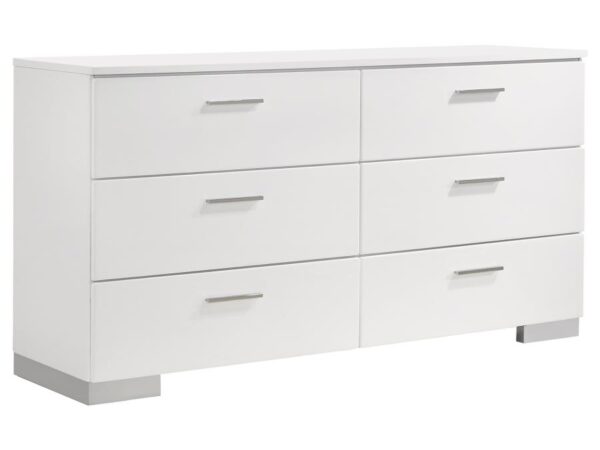 Felicity 6-drawer Dresser White High Gloss