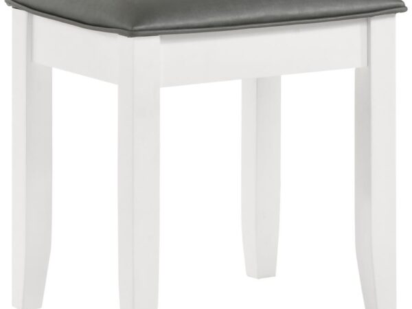 Felicity Upholstered Vanity Stool Metallic and Glossy White