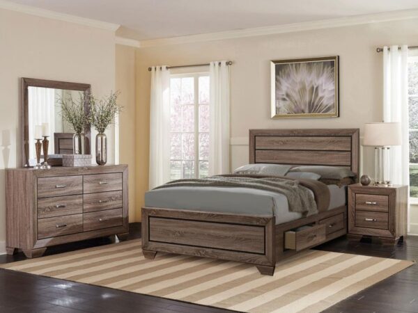 Kauffman 4-piece Eastern King Bedroom Set Washed Taupe