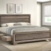 Kauffman Wood Eastern King Storage Panel Bed Washed Taupe