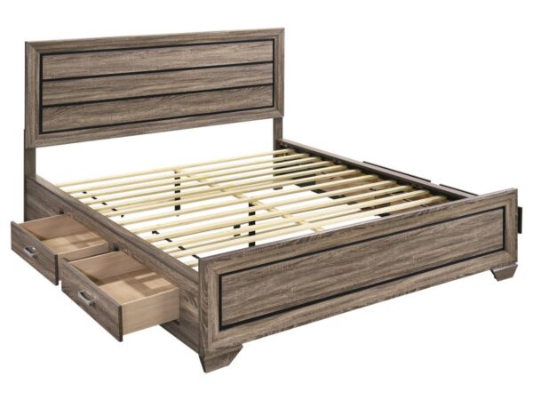 Kauffman Wood California King Storage Panel Bed Washed Taupe