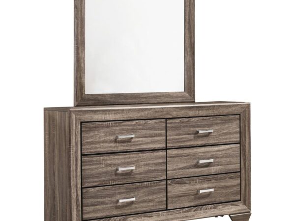 Kauffman 6-drawer Dresser with Mirror Washed Taupe