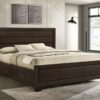 Kauffman Wood California King Storage Panel Bed Dark Cocoa