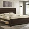 Kauffman Wood California King Storage Panel Bed Dark Cocoa