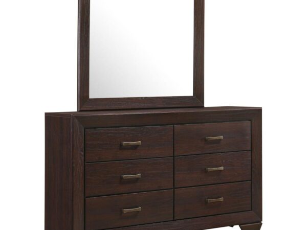 Kauffman 6-drawer Dresser with Mirror Dark Cocoa