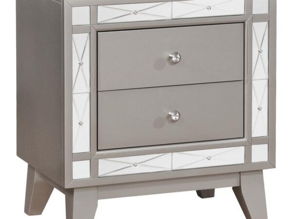 Leighton 2-drawer Nightstand Metallic Mercury