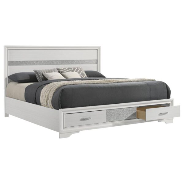 Miranda 51-inch Wood Eastern King Storage Panel Bed White