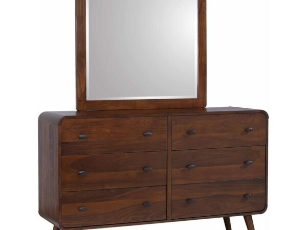 Robyn 6-drawer Dresser with Mirror Dark Walnut