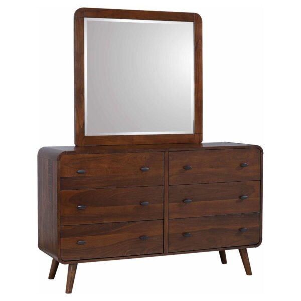 Robyn 6-drawer Dresser with Mirror Dark Walnut