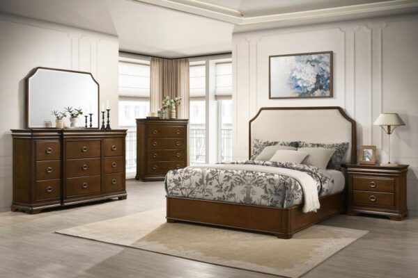 Garland 58-inch Queen Panel Bed Cream and Brown Cherry