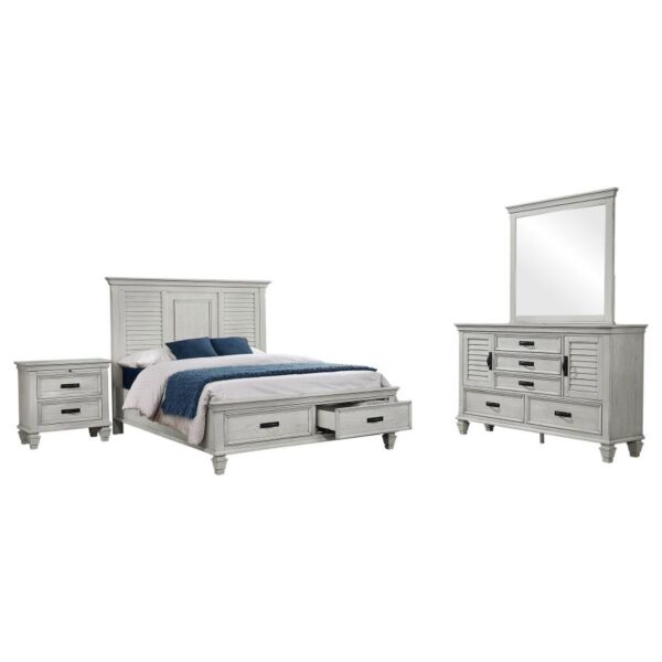 Franco 4-piece Eastern King Bedroom Set Distressed White