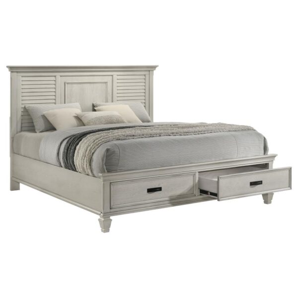 Franco Wood Eastern King Storage Panel Bed Distressed White